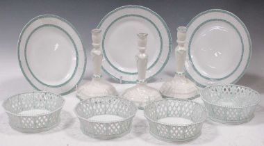 A Nymphenburg dinner service, early 20th century, with ozier moulded Greek key pattern borders (
