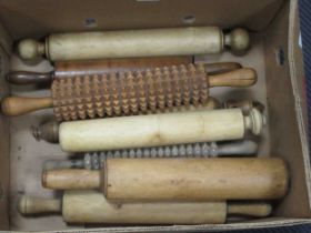 Large collection of wooden rolling pins, from a North Country collection