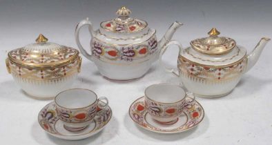 19th century part tea services in mainly white and gilt, Copeland Spode and others. Comprising three