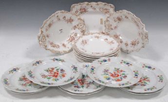A Copeland and Garrett dessert service, circa 1833, decorated with flowers in sepia, comprising
