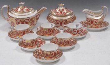 A Coalport Anstice Horton and Rose tea service, circa 1805, decorated in stylised florets over