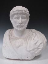A white painted terracotta bust of a Roman Emperor, height approx. 60cm