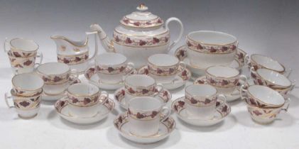 A Coalport John Rose tea and coffee service, circa 1805, painted in brown and gilt with tendril