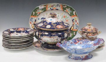 A Mason's Ironstone dinner service, circa 1835, comprising a soup tureen, cover and stand, four soup
