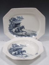 Two Wedgwood rustic creamware platters decorated with cows, largest 40 x 47cm (2) Provenance: The