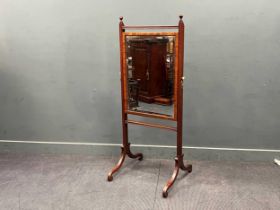 A George IV mahogany cheval mirror with bevelled edge plate 149 x 63cm
