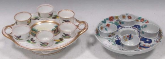 A rare Spode egg cup stand and cups circa 1820 in the Imari palette; and another. (2) Spode stand in