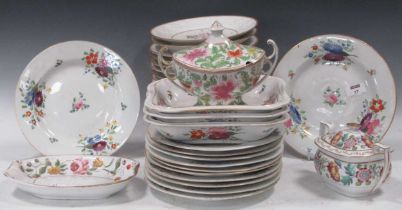 A part Chamberlain Worcester dessert service circa 1815; together with a part Derby dinner service