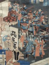 Two 19th century Japanese woodblock prints of figural subjects, each signed, approx. 33 x 24cm,