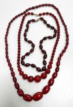 Three bakelite bead necklaces, gross weight 97g