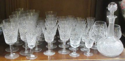 Quantity of good modern cut glass, mainly Waterford. 9 large water, 9 matched wine, 9 sherry, 3