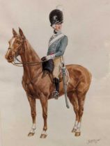 R. Wymer, A pair of historical uniformed military figures on horseback, watercolour, 35.5cm x