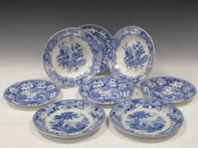 Various 19th century Spode and other blue and white transfer printed ceramics, cheese stands, shaped