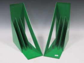 A pair of Heller green plastic LP holders, designed by Giotto Stopino, 32.5cm high Provenance: