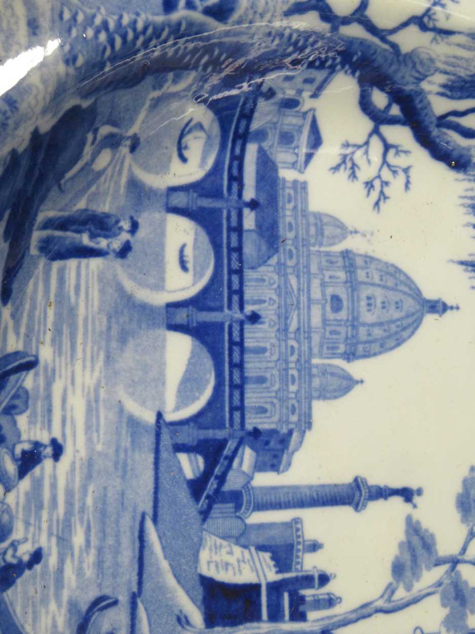 A Spode blue printed Tiber pattern dinner service, circa 1825, comprising ten soup bowls. eleven - Image 5 of 7