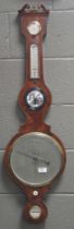 A 19th century mahogany wheel barometer with inset convex mirror, 108cm