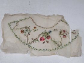 A quantity of textile documents: A Victorian feltwork still life; 19th century painted floral design