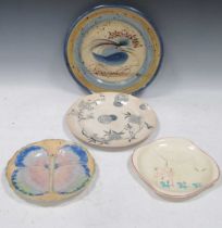 A decorative Aesthetic period plate in Japonism style, 1880s, and three other decorative plates