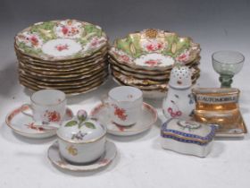Quantity of ceramics to include a Fornasetti pen stand "L'automobile"; part Victorian desert service