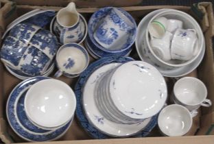 A quantity of mixed blue and white pottery and porcelain