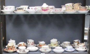 A reference collection of nineteen tea cups and saucers and eight trios, to include Spode, Minton,