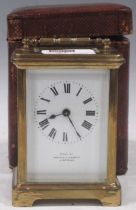 A Mappin and Webb brass carriage clock, boxed