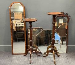 Two Edwardian walnut jardiniere stands tallest 107cm high, together with four various Edwardian wall