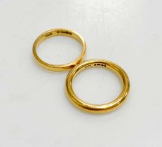 Two hallmarked 22ct gold wedding rings, gross weight 10.9g
