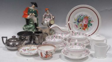 A quantity of mixed ceramics to include cups, saucers and Staffordshire flatbacks (qty)