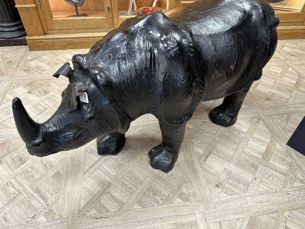 A large scale leather covered Rhino, - Image 8 of 8