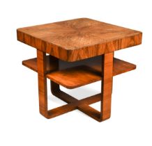 An Art Deco walnut two-tier occasional table,