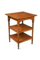 An Aesthetic period oak three-tier side table,