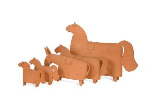 § Tom Karen, a group of four terracotta horse models,