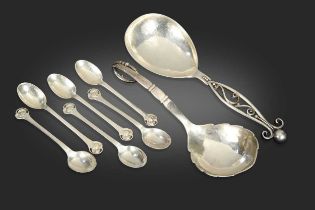Georg Jensen, a Danish metalwares serving spoon,