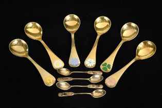 W&S Soerensen Denmark, a set of twelve Danish gilt metalwares coffee spoons,