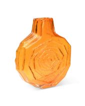 Geoffrey Baxter for Whitefriars, a large tangerine glass ‘Banjo’ vase,