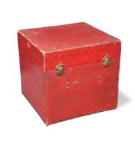 Louis Vuitton, a red leather box, early 20th century,