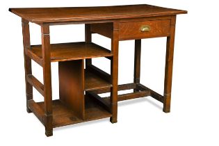 An Arts & Crafts oak desk by Rogers of Paradise Square, Oxford circa 1910,
