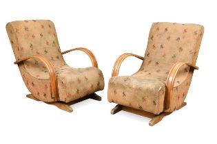 A pair of Art Deco Banana-type rocking chairs,