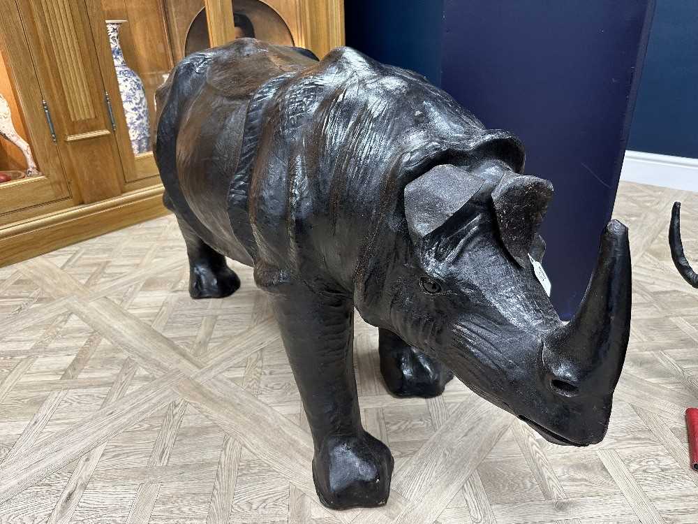 A large scale leather covered Rhino, - Image 7 of 8