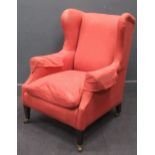 An Edwardian wingback armchair 194 x 75 x 80cm