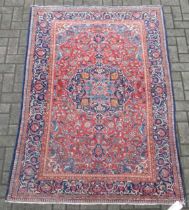 Antique Persian Kashan rug with blue ground colour 197 x 134 cm