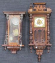 Two Austrian walnut wall clocks