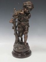 After Rancoulet, a bronzed figure of a child