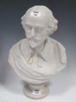 A Parian Bust of Shakespeare, probably by J & T Bevington, model no. 311, but unmarked, 38cm high