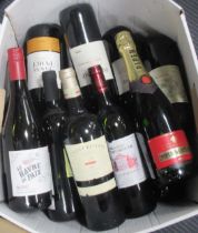 Assortment of mainly French and other drinking wines, mainly reds, including a Spanish Brandy, Croft