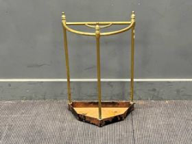 An Edwardian D-shaped brass stick stand. 62cm x 40cm x 21cm