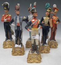 A set of six Capodimonte figures of officers please see futher images for condition - missing