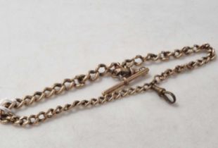 A watch chain, links stamped '9', 'T' bar stamped '9.375', weight 38.4g