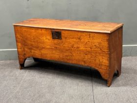A 17th century style elm 6 plank chest. 54cm x 114cm x 37cm